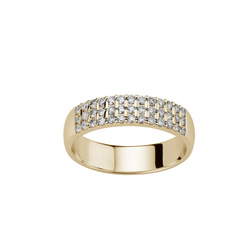 Alliance 3 rangs serti barrette  en Or 750 / 1000 (18K)