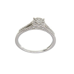Solitaire accompagné 4 griffes et serti Diamants 0.24 cts GSI2  en Or 750 / 1000 (18K)