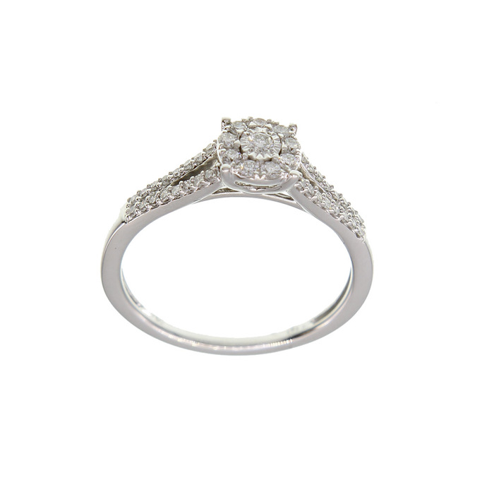 Solitaire accompagné 4 griffes et serti Diamants 0.24 cts GSI2  en Or 750 / 1000 (18K)