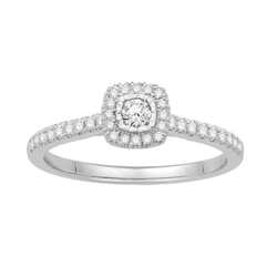 Solitaire accompagne entourage coussin Diamants 0.26 cts G SI2  en Or 750 / 1000 (18K)