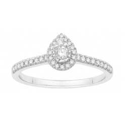 Solitaire accompagne avec entourage poire serti 2 griffes Diamants 0.26 cts G SI2  en Or 750 / 1000 (18K)