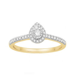Solitaire accompagne avec entourage en forme de goutte et cent re rond 0.26Cts  en Or 750 / 1000 (18K)
