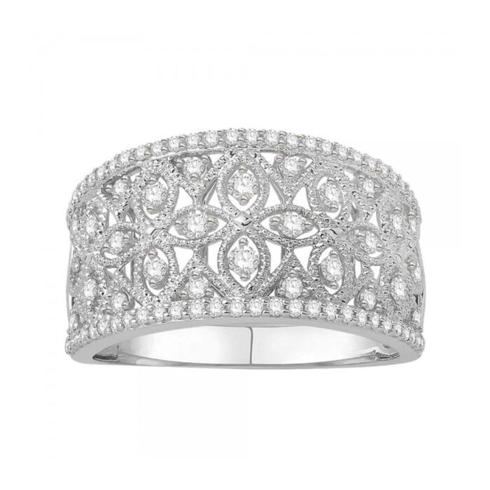 AllianceBague motif Bague or gris palladie diamants 0.50Ct  en Or 750 / 1000 (18K)