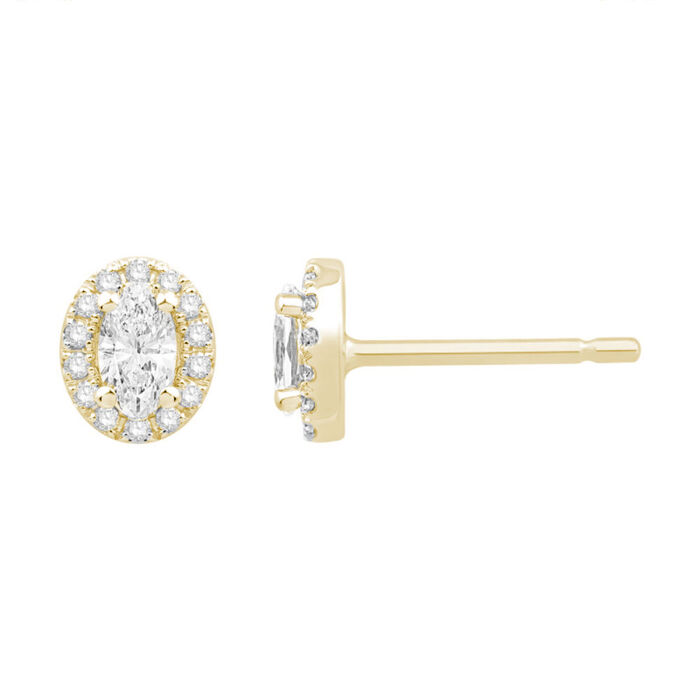 Paire de boucles à vis taille ovale diamants 2*0.2Ct et 0.93Ct au total  en Or 750 / 1000 (18K)