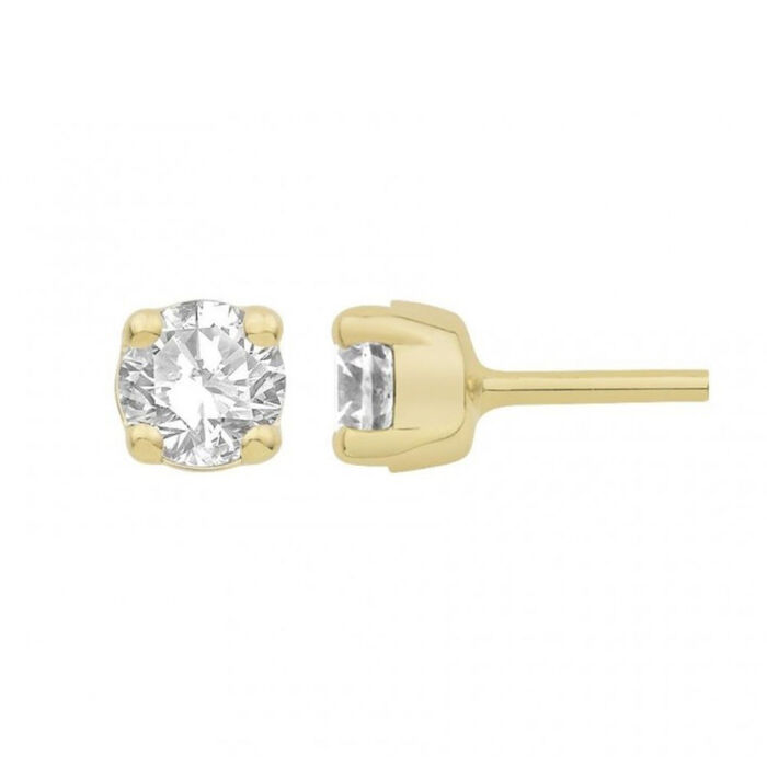 Paire de boucles à vis griffes  2*0.30Cts  en Or 750 / 1000 (18K)