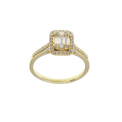 Solitaire forme emeraude Diamants 0.33 cts G SI2  en Or 750 / 1000 (18K)