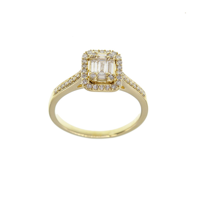 Solitaire forme emeraude Diamants 0.33 cts G SI2  en Or 750 / 1000 (18K)