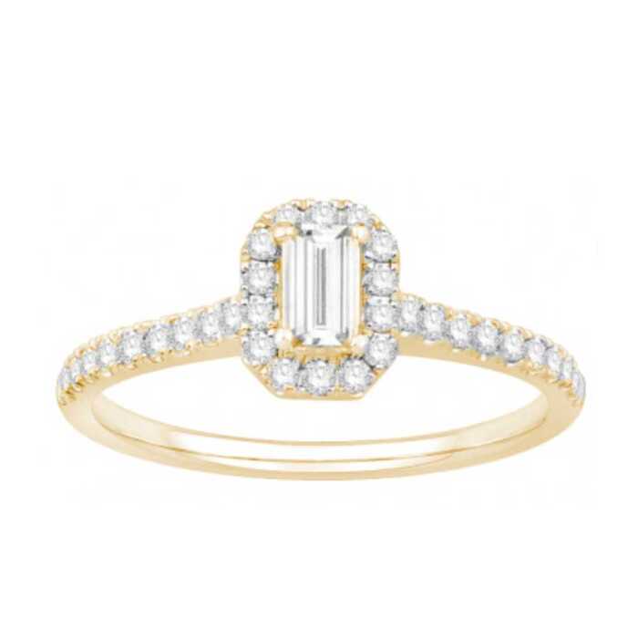 accompagne serti grain avec entourage 0.27Cts GSI2  en Or 750 / 1000 (18K)