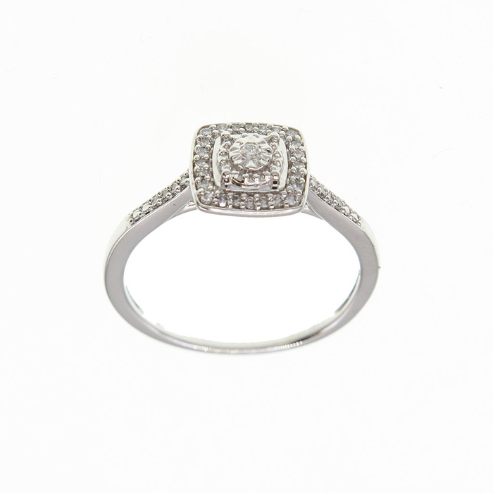 Solitaire accompagne avec entourage Diamants 0.12 cts G SI2  en Or 750 / 1000 (18K)