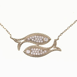 Ras du Cou motif poisson pavé  en Or 750 / 1000 (18K)