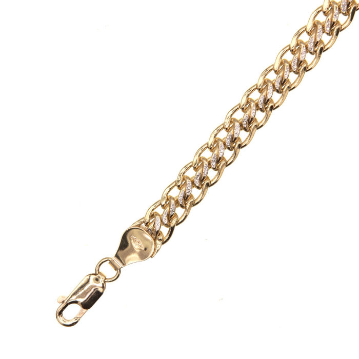 Gourmette maille russe bicolore  en Or 750 / 1000 (18K)
