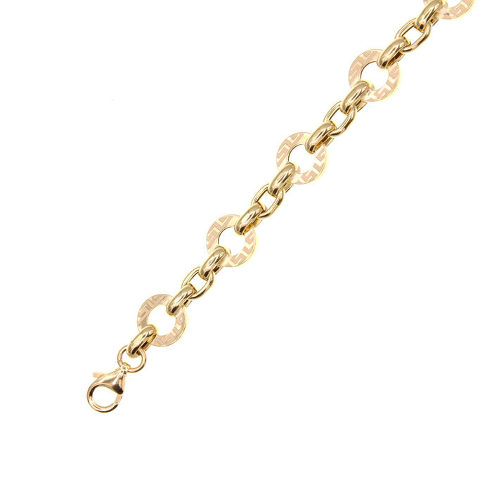 Gourmette maille forcaat et motif grec  en Or 750 / 1000 (18K)