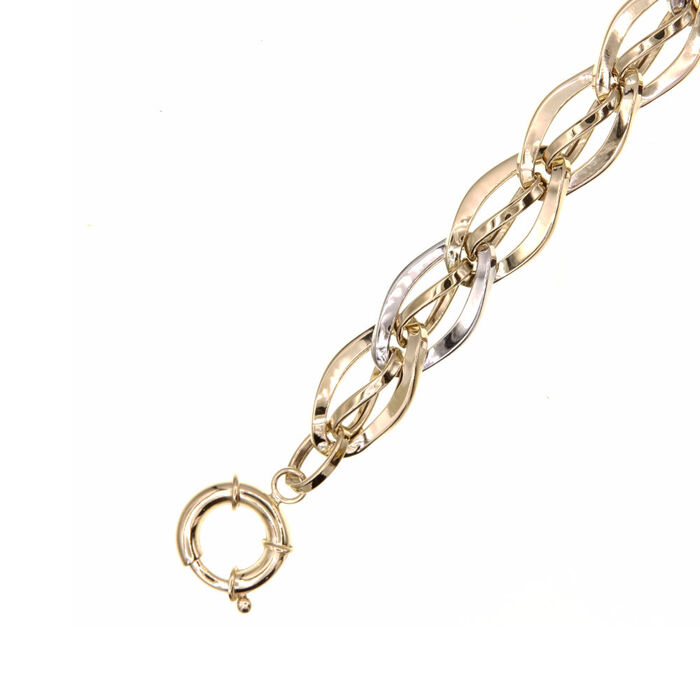 Gourmette maille fantaisie bicolore  en Or 750 / 1000 (18K)