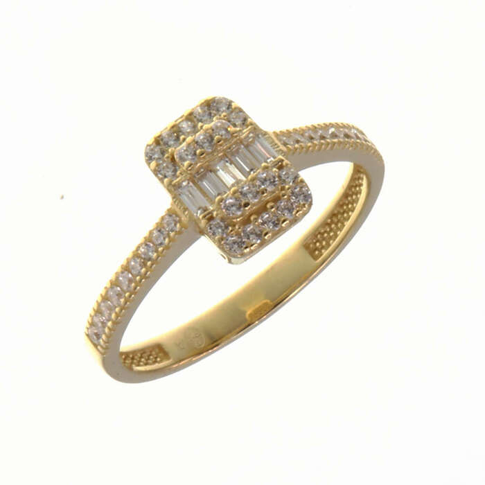 Solitaire accompagne taille emmeraude  en Or 750 / 1000 (18K)
