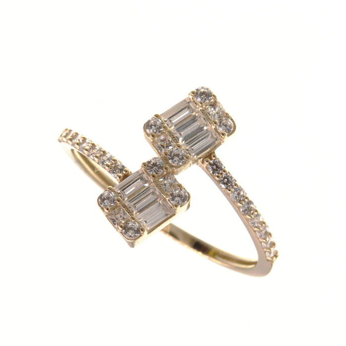 Bague motif toi et moi taille emeraude  en Or 750 / 1000 (18K)