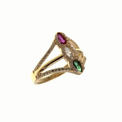 Bague motif navette 3 couleurs  en Or 750 / 1000 (18K)