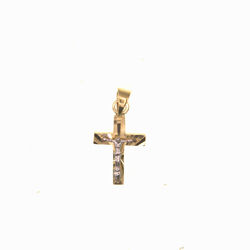 Pendentif religieux croix ciselee avec un christ  en Or 750 / 1000 (18K)
