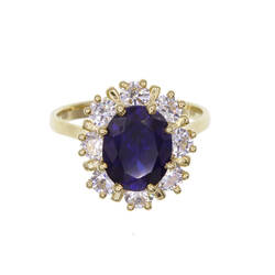 Bague motif marquise ovale pierre bleue au centre  en Or 750 / 1000 (18K)