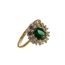 Bague motif marquise centre vert  en Or 750 / 1000 (18K)