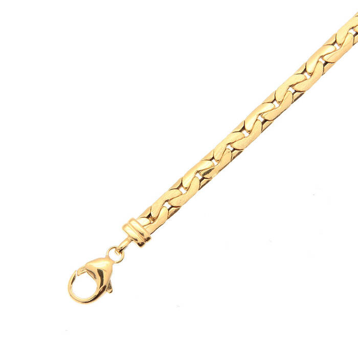 Gourmette maille haricot matte et brillante  en Or 750 / 1000 (18K)