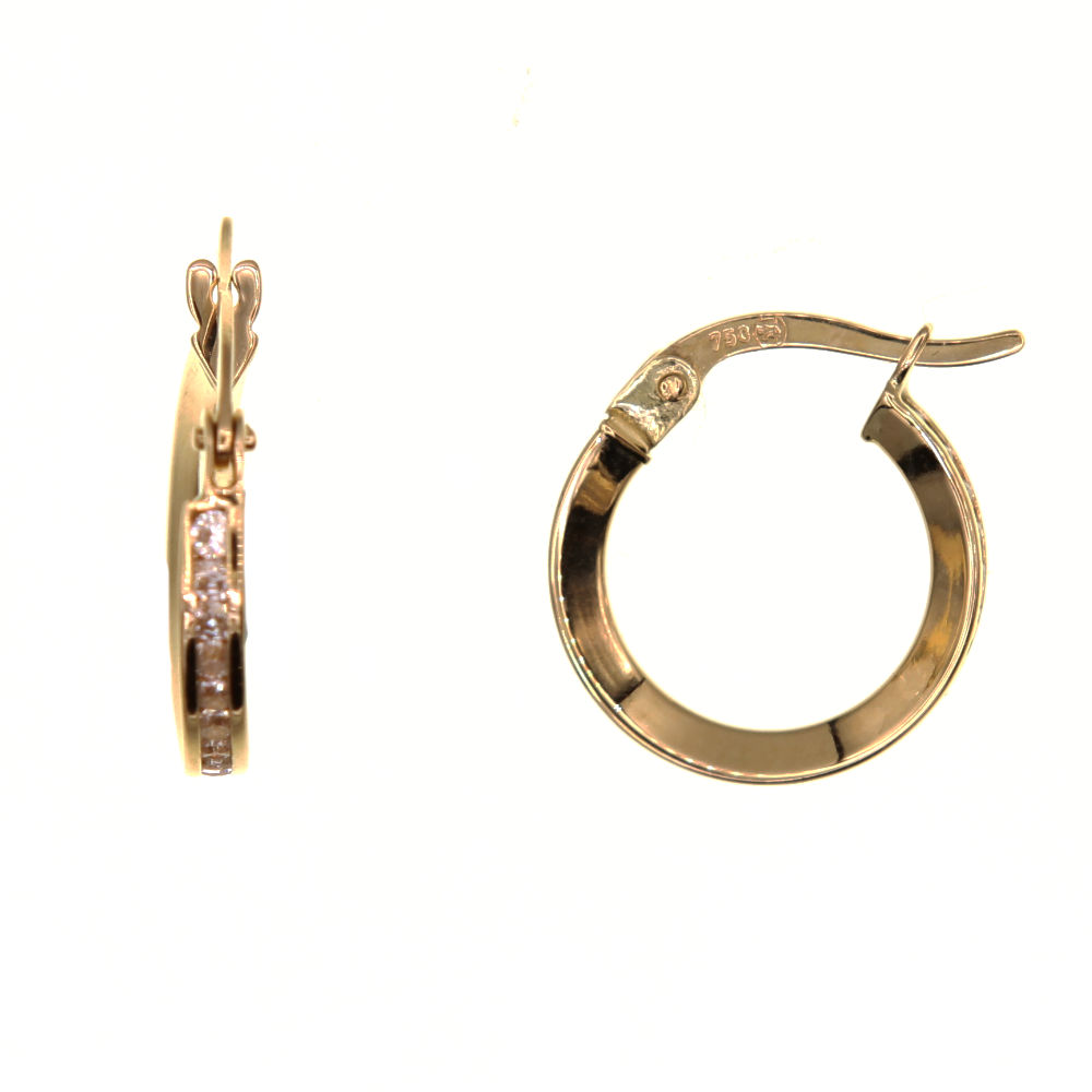 Paire de créoles serti rail  en Or 750 / 1000 (18K)