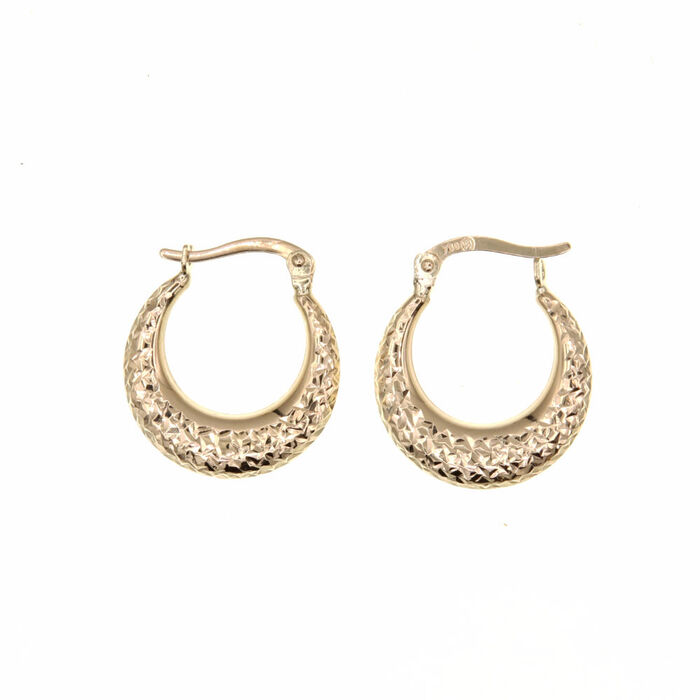 Paire de créoles ciselees  en Or 750 / 1000 (18K)
