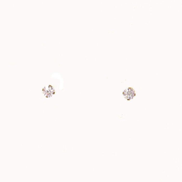 Paire de boucles à vis serti 4 griffes  en Or 750 / 1000 (18K)