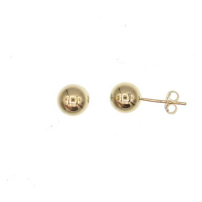Paire de boucles à vis boules lisses 6mm  en Or 750 / 1000 (18K)