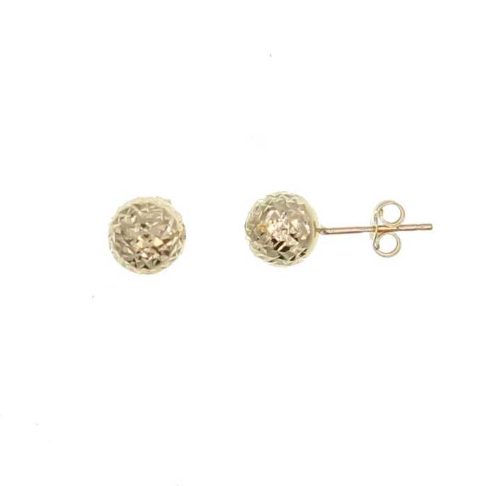 Paire de boucles à vis boules facetees 5mm  en Or 750 / 1000 (18K)