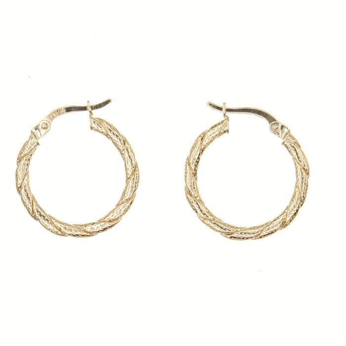 Paire de créoles ciselees  en Or 750 / 1000 (18K)