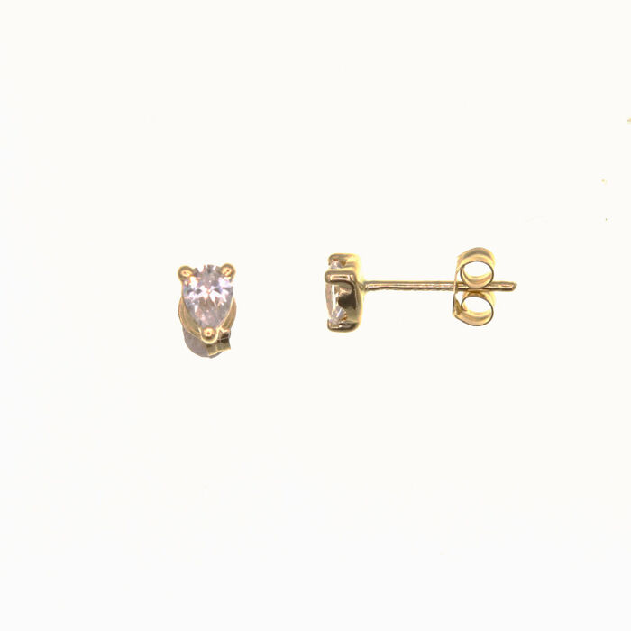 Paire de boucles à vis poire serti 3 griffes  en Or 750 / 1000 (18K)