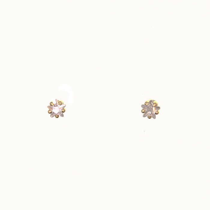 Paire de boucles à vis etoile 4 griffes  en Or 750 / 1000 (18K)