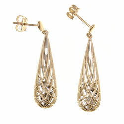 Paire de boucles pendantes gouttes ajourees  en Or 750 / 1000 (18K)