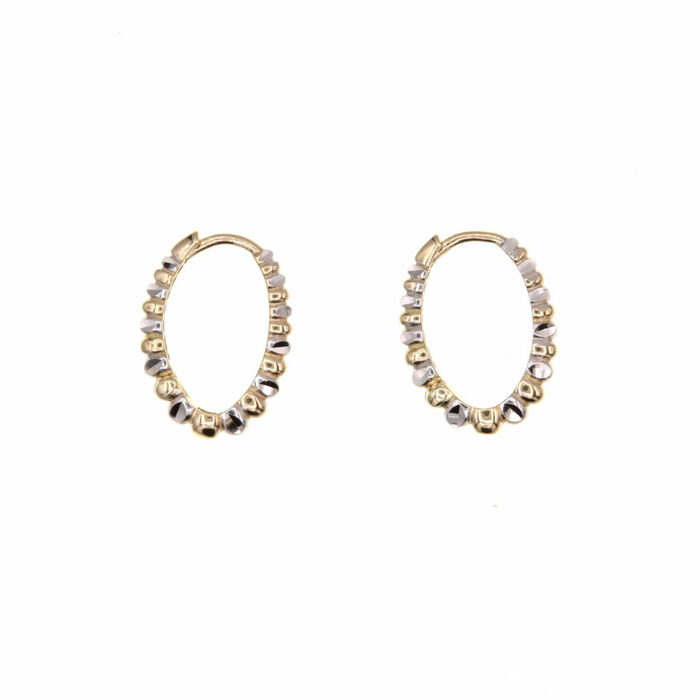 Paire de créoles boulles bicolores  en Or 750 / 1000 (18K)