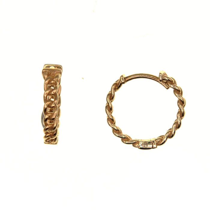 Paire de créoles maille gourmette  en Or 750 / 1000 (18K)