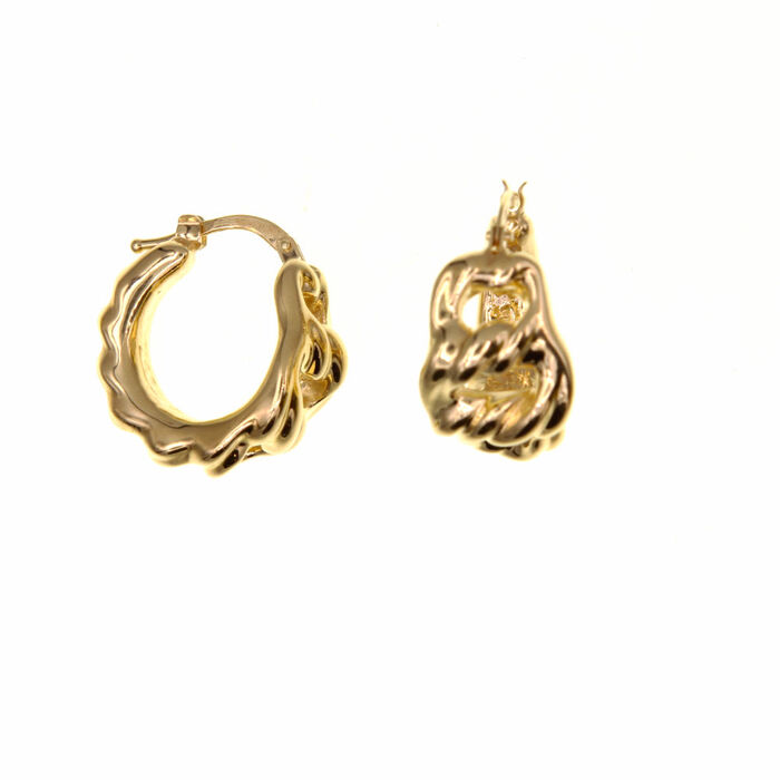 Paire de créoles electro maille americaine petit model  en Or 750 / 1000 (18K)