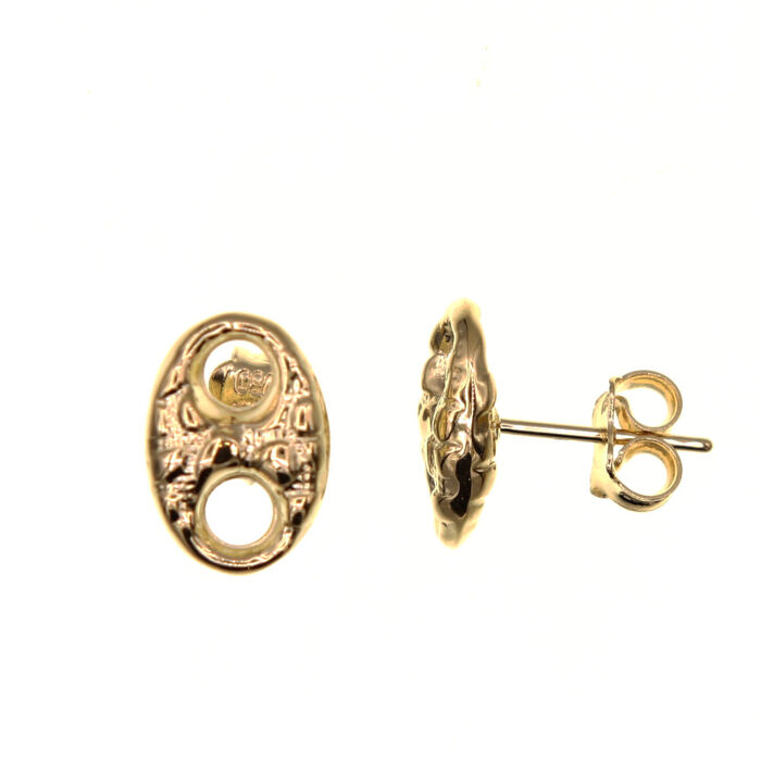 Paire de boucles à vis graine de cafe nuggets  en Or 750 / 1000 (18K)