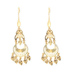Paire de boucles pendantes savoyarde filigrrane 2 etages  en Or 750 / 1000 (18K)