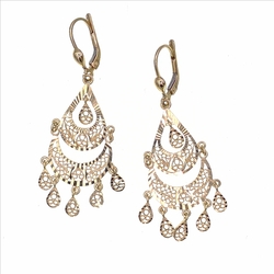 Paire de boucles pendantes savoyardes 2 etages  en Or 750 / 1000 (18K)
