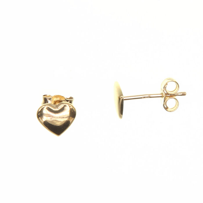 Paire de boucles à vis coeurs lisses  en Or 750 / 1000 (18K)