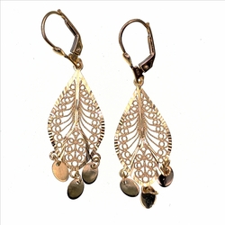 Paire de boucles pendantes filigrane 2 etages  en Or 750 / 1000 (18K)