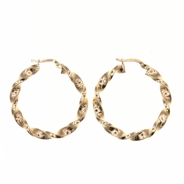 Paire de créoles torsadee motif grec  en Or 750 / 1000 (18K)