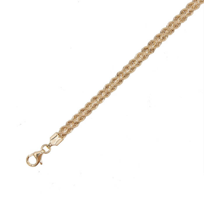 Gourmette maille corde double rangs  en Or 750 / 1000 (18K)