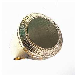 Chevalière table ronde et motifs grecs  en Or 750 / 1000 (18K)