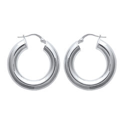 Paire de créoles lisses  en Argent 925 /1000
