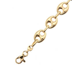 Chaine maille graine de café 6mm de large  en Or 750 / 1000 (18K)