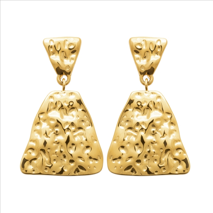 Paire de boucles pendantes martelees  en Plaqué Or