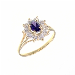 Bague motif marquise centre violet  en Or 750 / 1000 (18K)