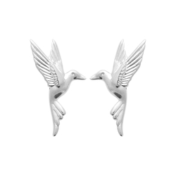 Paire de boucles à vis colibri  en Argent 925 /1000