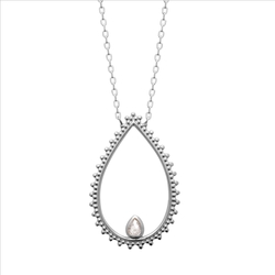 Collier motif poire perlee  en Argent 925 /1000